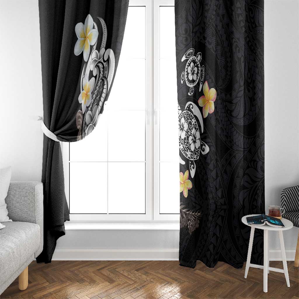 Hawaiian Tropical Plumeria Turtles Window Curtain Polynesian Art Tattoo LT03 - Polynesian Pride
