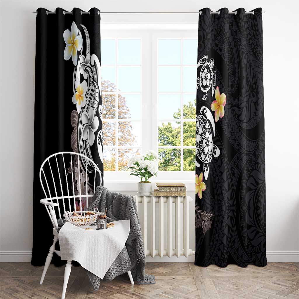 Hawaiian Tropical Plumeria Turtles Window Curtain Polynesian Art Tattoo LT03 - Polynesian Pride