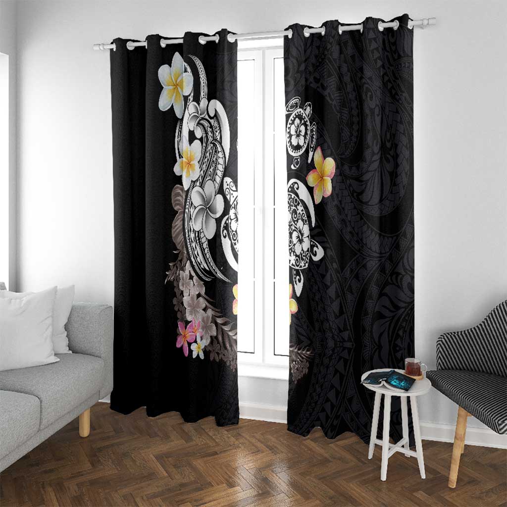 Hawaiian Tropical Plumeria Turtles Window Curtain Polynesian Art Tattoo LT03 With Grommets - Polynesian Pride