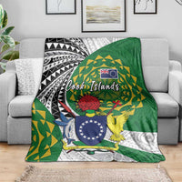 Cook Islands Independence Day Blanket National Flag and Emblem with Tatau Tattoo