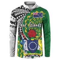 Cook Islands Independence Day Button Sweatshirt National Flag and Emblem with Tatau Tattoo