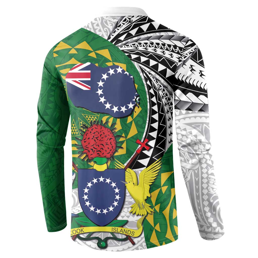Cook Islands Independence Day Button Sweatshirt National Flag and Emblem with Tatau Tattoo