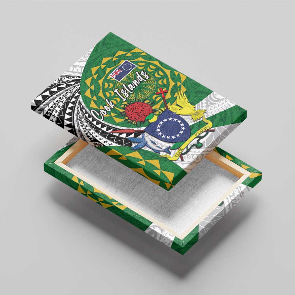 Cook Islands Independence Day Canvas Wall Art National Flag and Emblem with Tatau Tattoo