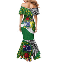 Cook Islands Independence Day Family Matching Mermaid Dress and Hawaiian Shirt National Flag and Emblem with Tatau Tattoo LT03 - Polynesian Pride