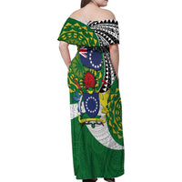 Cook Islands Independence Day Family Matching Off Shoulder Maxi Dress and Hawaiian Shirt National Flag and Emblem with Tatau Tattoo LT03 - Polynesian Pride