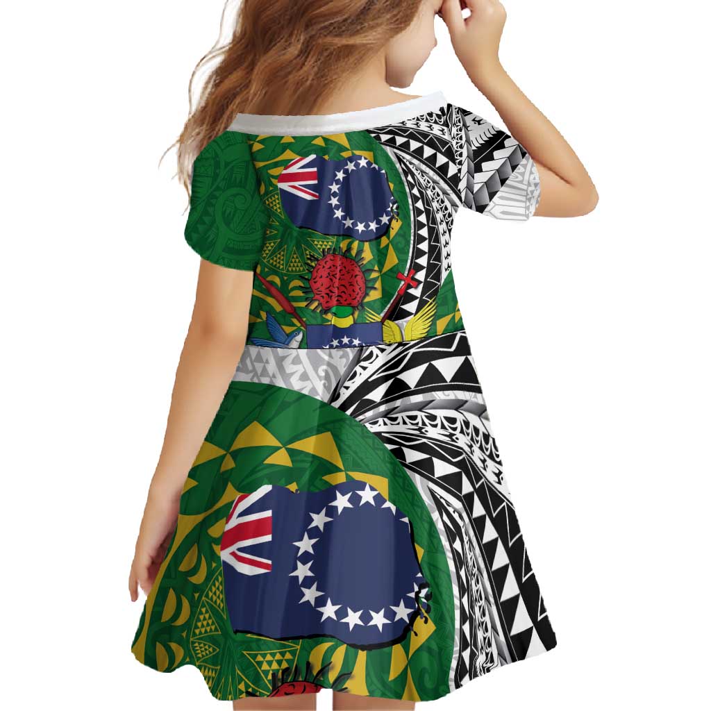 Cook Islands Independence Day Family Matching Short Sleeve Bodycon Dress and Hawaiian Shirt National Flag and Emblem with Tatau Tattoo LT03 - Polynesian Pride