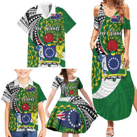 Cook Islands Independence Day Family Matching Summer Maxi Dress and Hawaiian Shirt National Flag and Emblem with Tatau Tattoo LT03 - Polynesian Pride