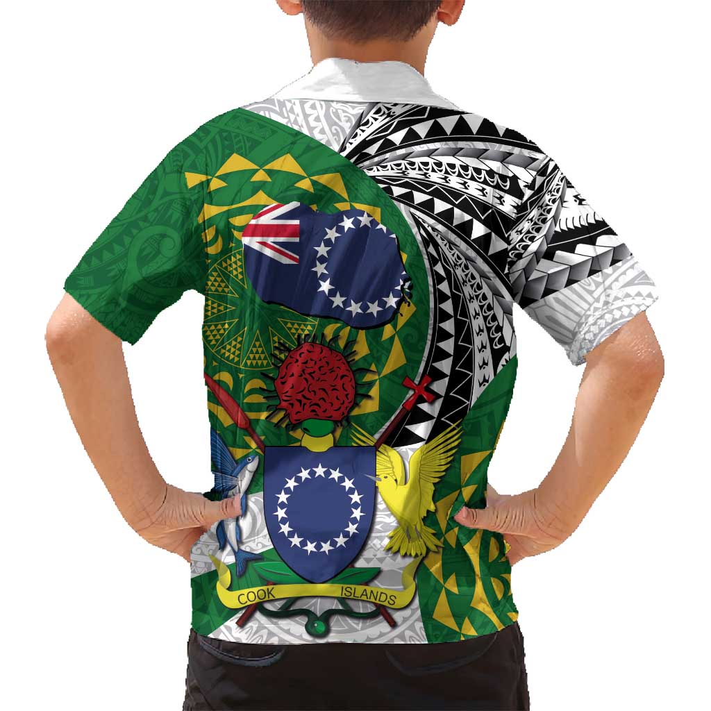 Cook Islands Independence Day Family Matching Tank Maxi Dress and Hawaiian Shirt National Flag and Emblem with Tatau Tattoo LT03 - Polynesian Pride