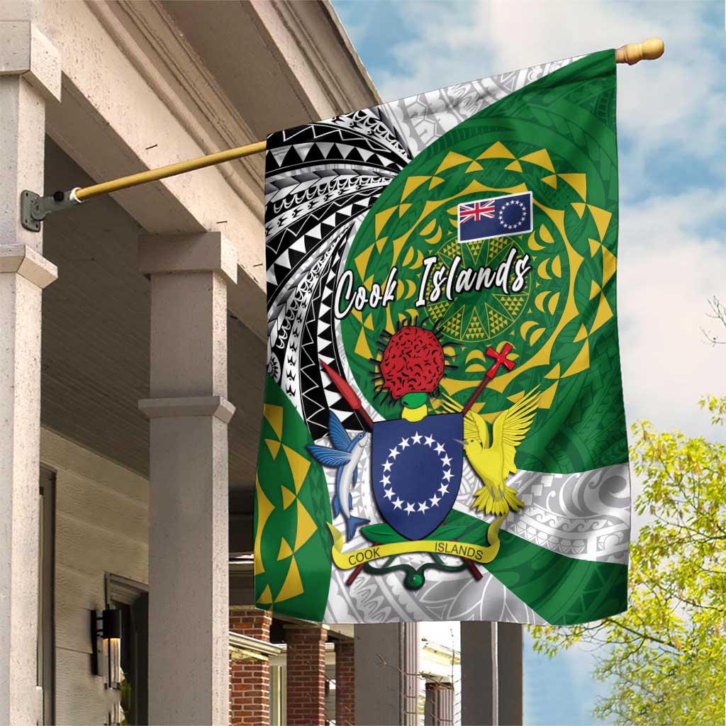 Cook Islands Independence Day Garden Flag National Flag and Emblem with Tatau Tattoo