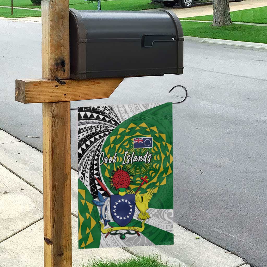 Cook Islands Independence Day Garden Flag National Flag and Emblem with Tatau Tattoo