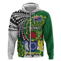 Cook Islands Independence Day Hoodie National Flag and Emblem with Tatau Tattoo LT03 Zip Hoodie - Polynesian Pride