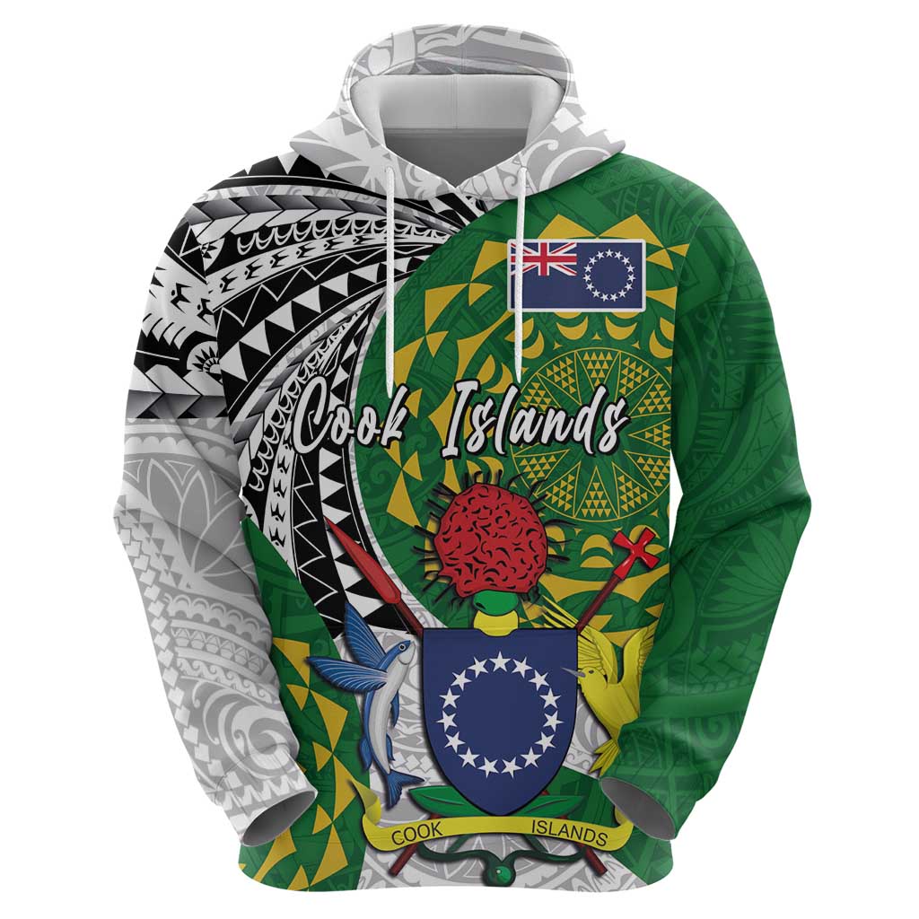 Cook Islands Independence Day Hoodie National Flag and Emblem with Tatau Tattoo LT03 - Polynesian Pride