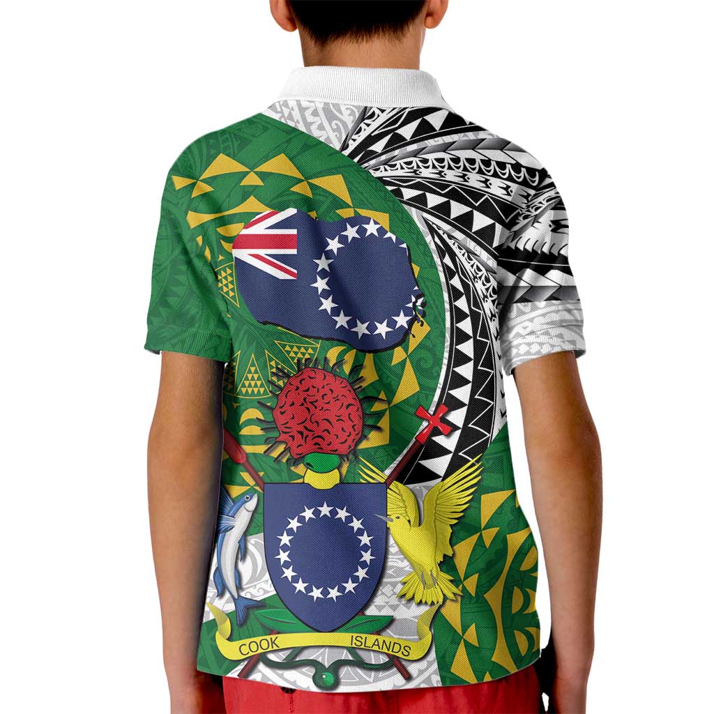 Cook Islands Independence Day Kid Polo Shirt National Flag and Emblem with Tatau Tattoo LT03 - Polynesian Pride