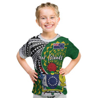 Cook Islands Independence Day Kid T Shirt National Flag and Emblem with Tatau Tattoo LT03 Youth XL Size14 - Polynesian Pride