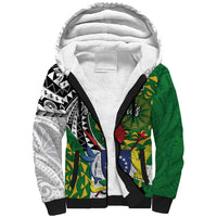 Cook Islands Independence Day Sherpa Hoodie National Flag and Emblem with Tatau Tattoo
