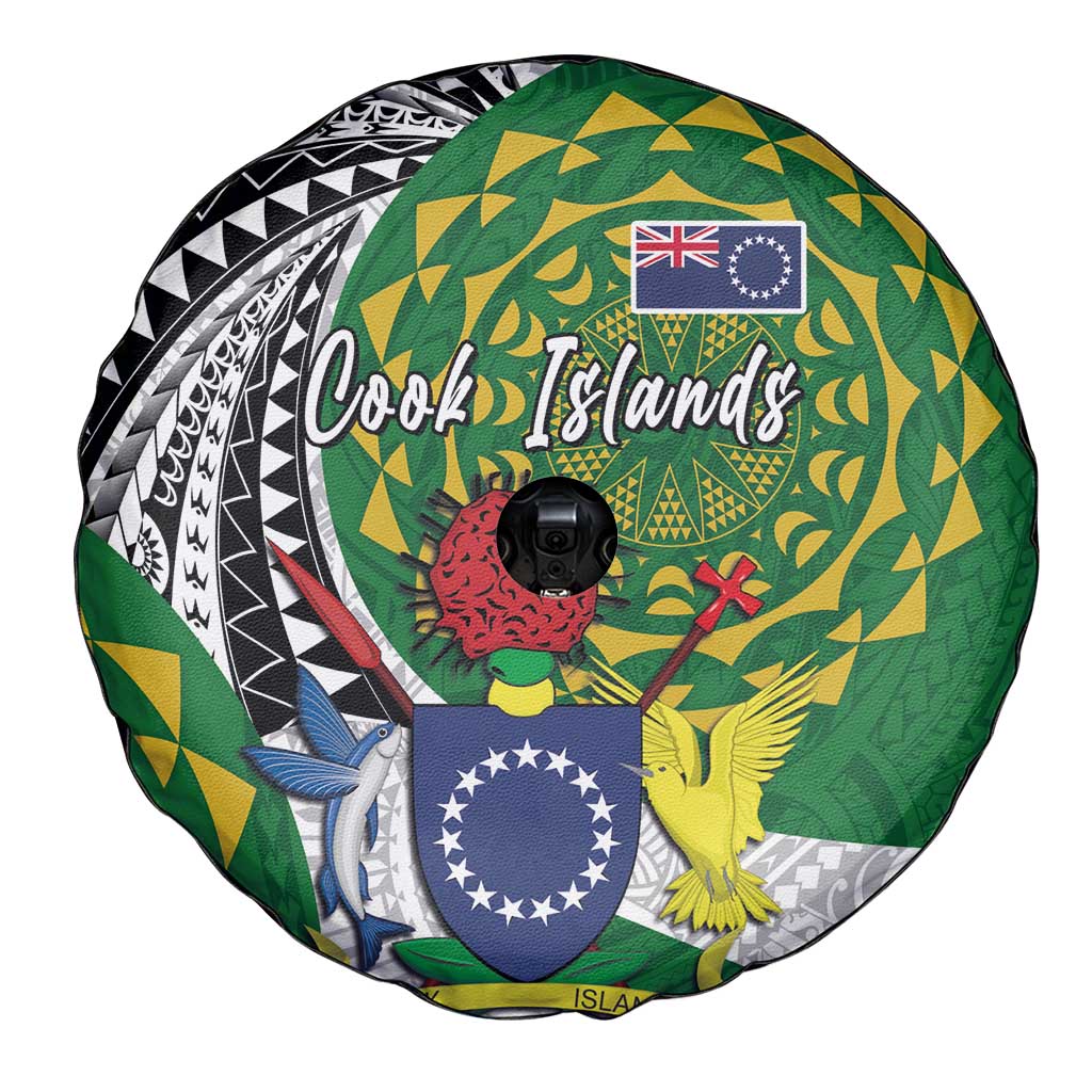 Cook Islands Independence Day Spare Tire Cover National Flag and Emblem with Tatau Tattoo