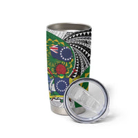 Cook Islands Independence Day Tumbler Cup National Flag and Emblem with Tatau Tattoo LT03 - Polynesian Pride