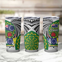 Cook Islands Independence Day Tumbler Cup National Flag and Emblem with Tatau Tattoo LT03 - Polynesian Pride