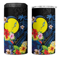 Palau Independence Day 4 in 1 Can Cooler Tumbler Melanesian Tattoo with Hibiscus LT03 One Size: 16 oz - Polynesian Pride