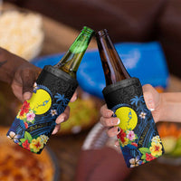 Palau Independence Day 4 in 1 Can Cooler Tumbler Melanesian Tattoo with Hibiscus LT03 - Polynesian Pride