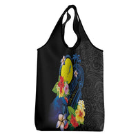 Palau Independence Day Grocery Bag Melanesian Tattoo with Hibiscus LT03 - Polynesian Pride