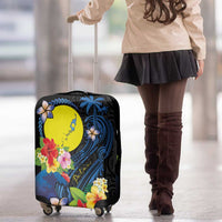 Palau Independence Day Luggage Cover Melanesian Tattoo with Hibiscus