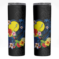 Palau Independence Day Skinny Tumbler Melanesian Tattoo with Hibiscus LT03 - Polynesian Pride