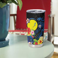 Palau Independence Day Tumbler Cup Melanesian Tattoo with Hibiscus LT03 - Polynesian Pride