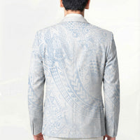 Hawaiian Turtles and Leis Blazer Tribal Kakau Pattern Airy White Blue Cloud Vibe