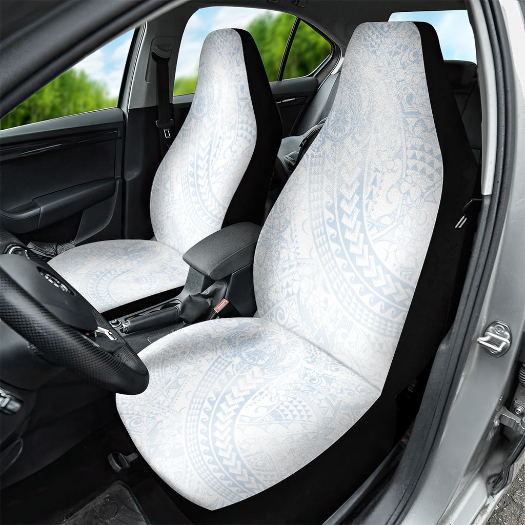 Hawaiian Turtles and Leis Car Seat Cover Tribal Kakau Pattern Airy White Blue Cloud Vibe