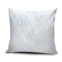 Hawaiian Turtles and Leis Pillow Cover Tribal Kakau Pattern Airy White Blue Cloud Vibe