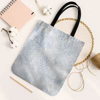 Hawaiian Turtles and Leis Tote Bag Tribal Kakau Pattern Airy White Blue Cloud Vibe