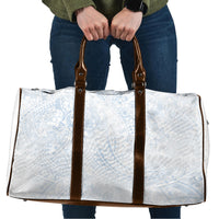 Hawaiian Turtles and Leis Travel Bag Tribal Kakau Pattern Airy White Blue Cloud Vibe