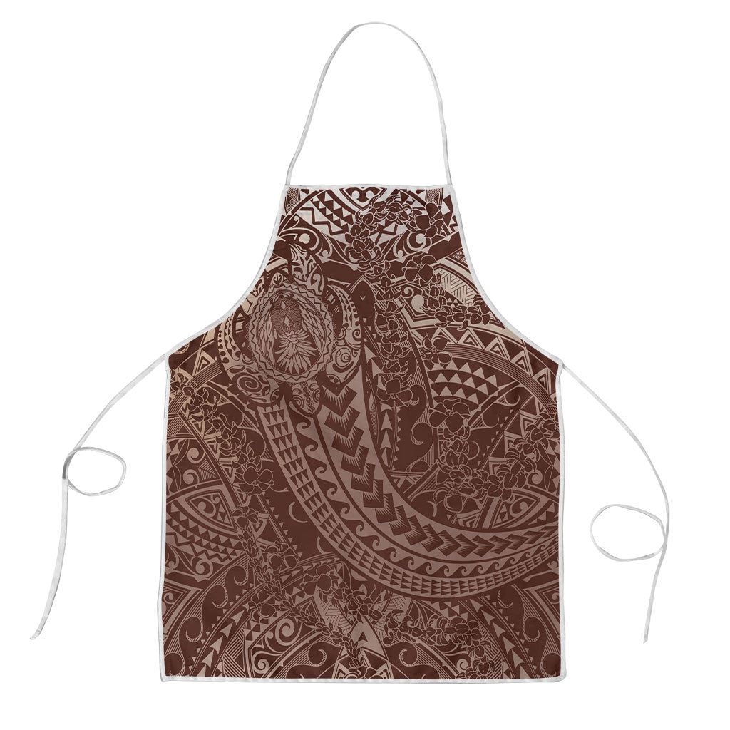 Hawaiian Turtles and Leis Apron Tribal Kakau Pattern Mocha Mousse Color LT03 Mocha Mousse - Polynesian Pride