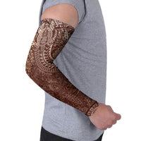Hawaiian Turtles and Leis Arm Sleeves Tribal Kakau Pattern Mocha Mousse Color