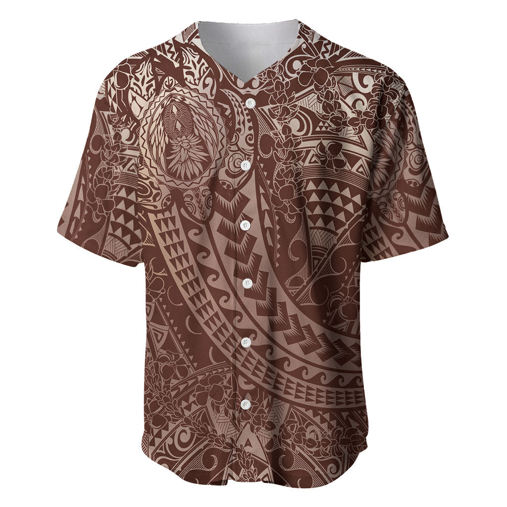 Hawaiian Turtles and Leis Baseball Jersey Tribal Kakau Pattern Mocha Mousse Color LT03 Mocha Mousse - Polynesian Pride