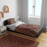 Hawaiian Turtles and Leis Bedding Set Tribal Kakau Pattern Mocha Mousse Color