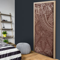 Hawaiian Turtles and Leis Door Cover Tribal Kakau Pattern Mocha Mousse Color