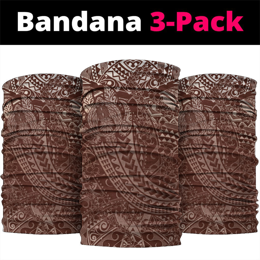 Hawaiian Turtles and Leis Neck Gaiter Tribal Kakau Pattern Mocha Mousse Color