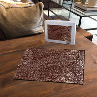 Hawaiian Turtles and Leis Puzzle Tribal Kakau Pattern Mocha Mousse Color