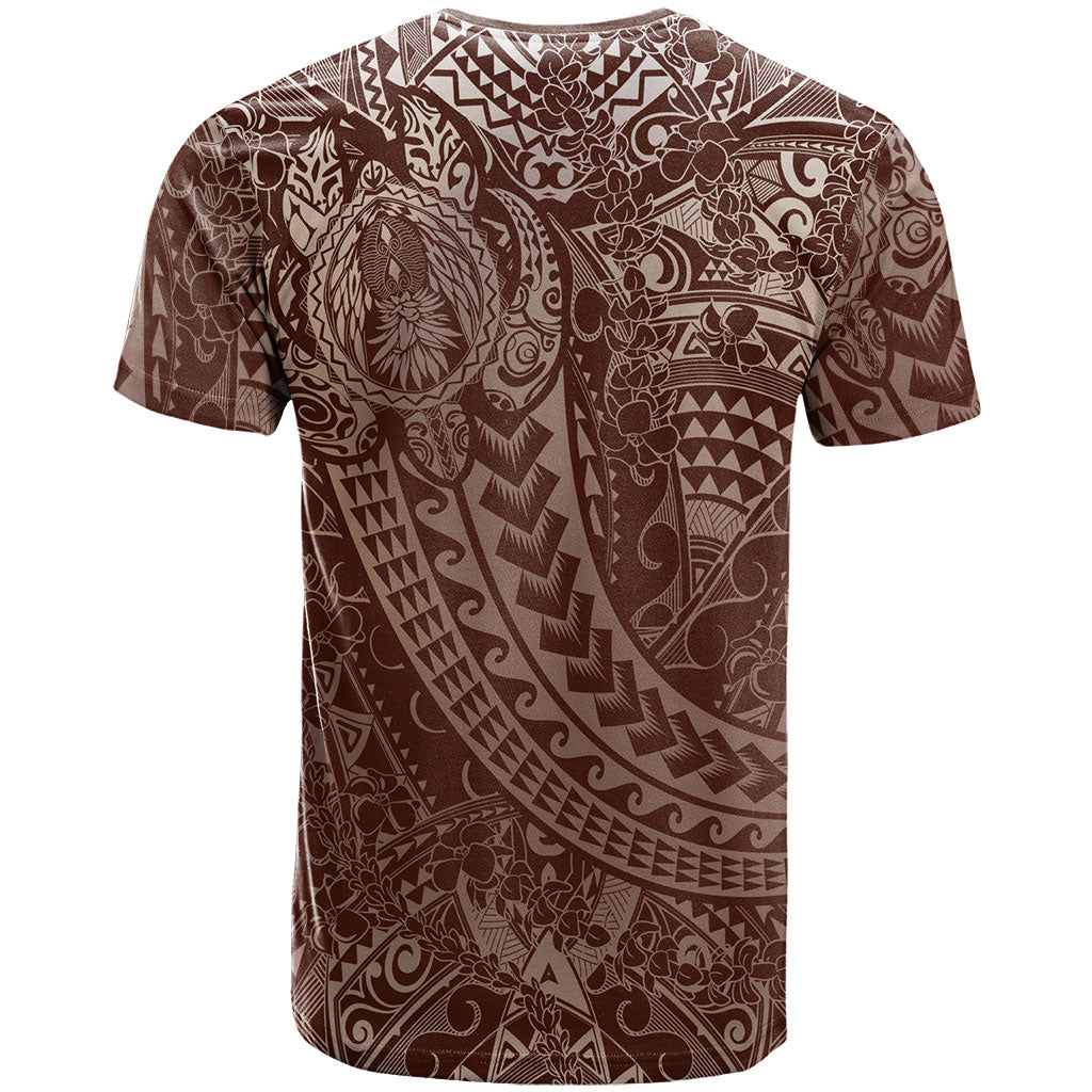 Hawaiian Turtles and Leis T Shirt Tribal Kakau Pattern Mocha Mousse Color