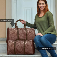 Hawaiian Turtles and Leis Travel Bag Tribal Kakau Pattern Mocha Mousse Color