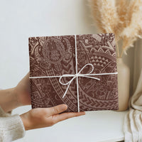 Hawaiian Turtles and Leis Wrapping Paper Tribal Kakau Pattern Mocha Mousse Color