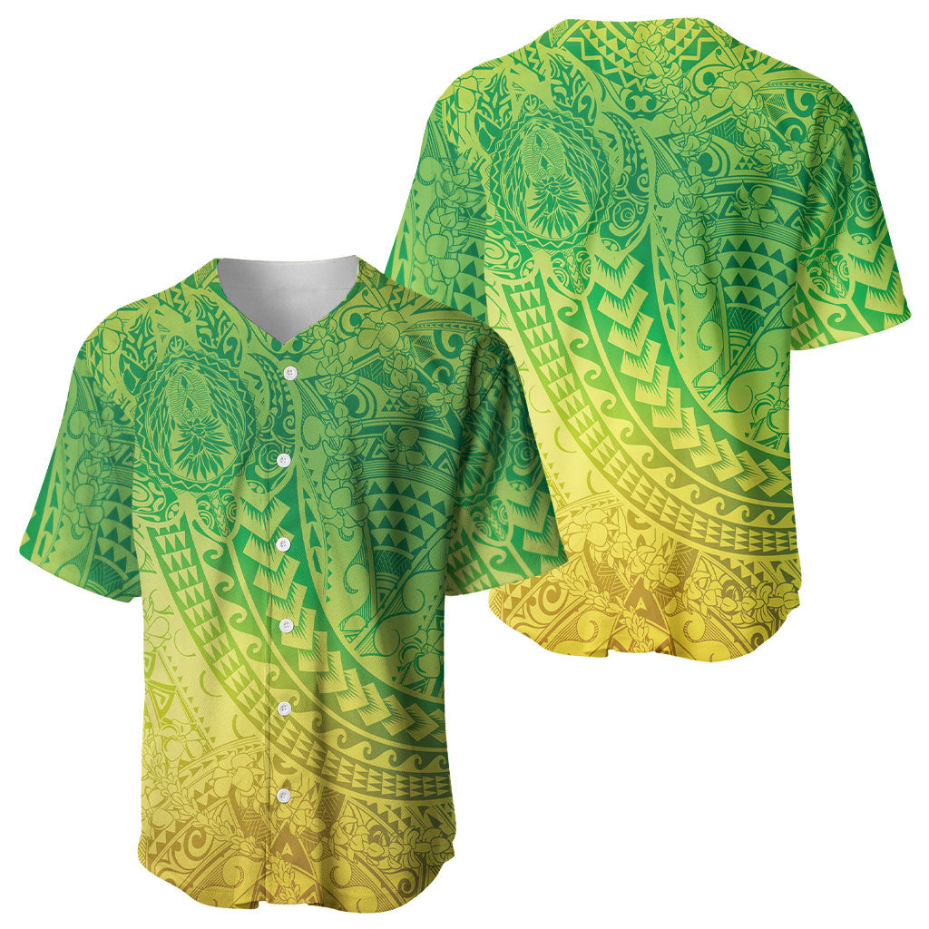 Hawaiian Turtles and Leis Baseball Jersey Tribal Kakau Pattern Fresh Summer Vibe