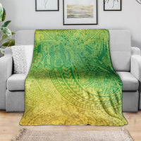 Hawaiian Turtles and Leis Blanket Tribal Kakau Pattern Fresh Summer Vibe
