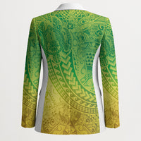 Hawaiian Turtles and Leis Blazer Tribal Kakau Pattern Fresh Summer Vibe