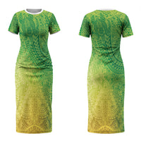 Hawaiian Turtles and Leis Couples Matching Short Sleeve Bodycon Dress and Long Sleeve Button Shirt Tribal Kakau Pattern Fresh Summer Vibe LT03 - Polynesian Pride