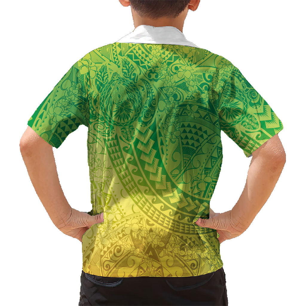 Hawaiian Turtles and Leis Family Matching Off The Shoulder Long Sleeve Dress and Hawaiian Shirt Tribal Kakau Pattern Fresh Summer Vibe