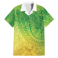 Hawaiian Turtles and Leis Family Matching Off The Shoulder Long Sleeve Dress and Hawaiian Shirt Tribal Kakau Pattern Fresh Summer Vibe