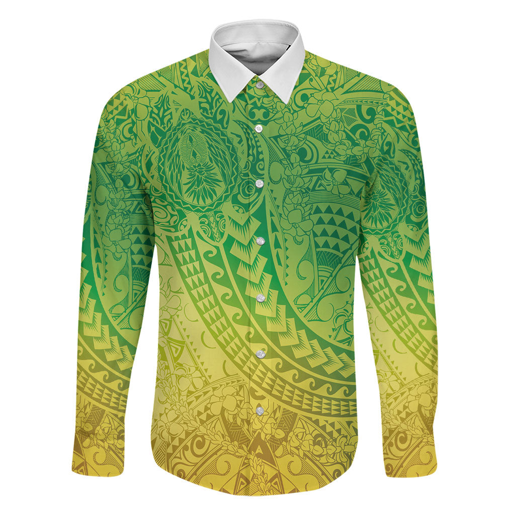 Hawaiian Turtles and Leis Family Matching Off The Shoulder Long Sleeve Dress and Hawaiian Shirt Tribal Kakau Pattern Fresh Summer Vibe